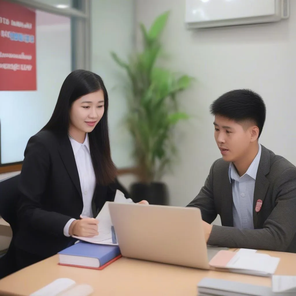 Học viên luyện tập Speaking IELTS cùng giáo viên Ngoại Ngữ CEO