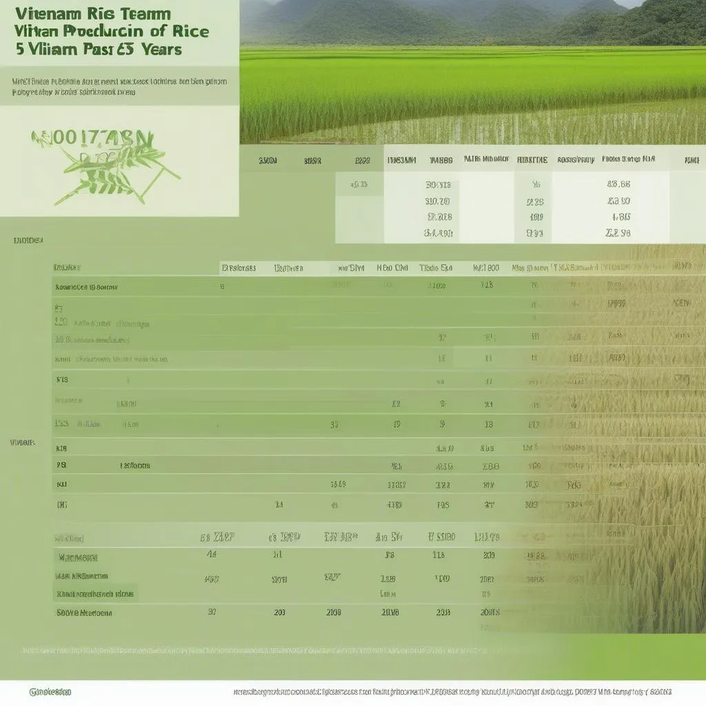 Bảng thống kê sản lượng gạo của Việt Nam trong 5 năm gần đây