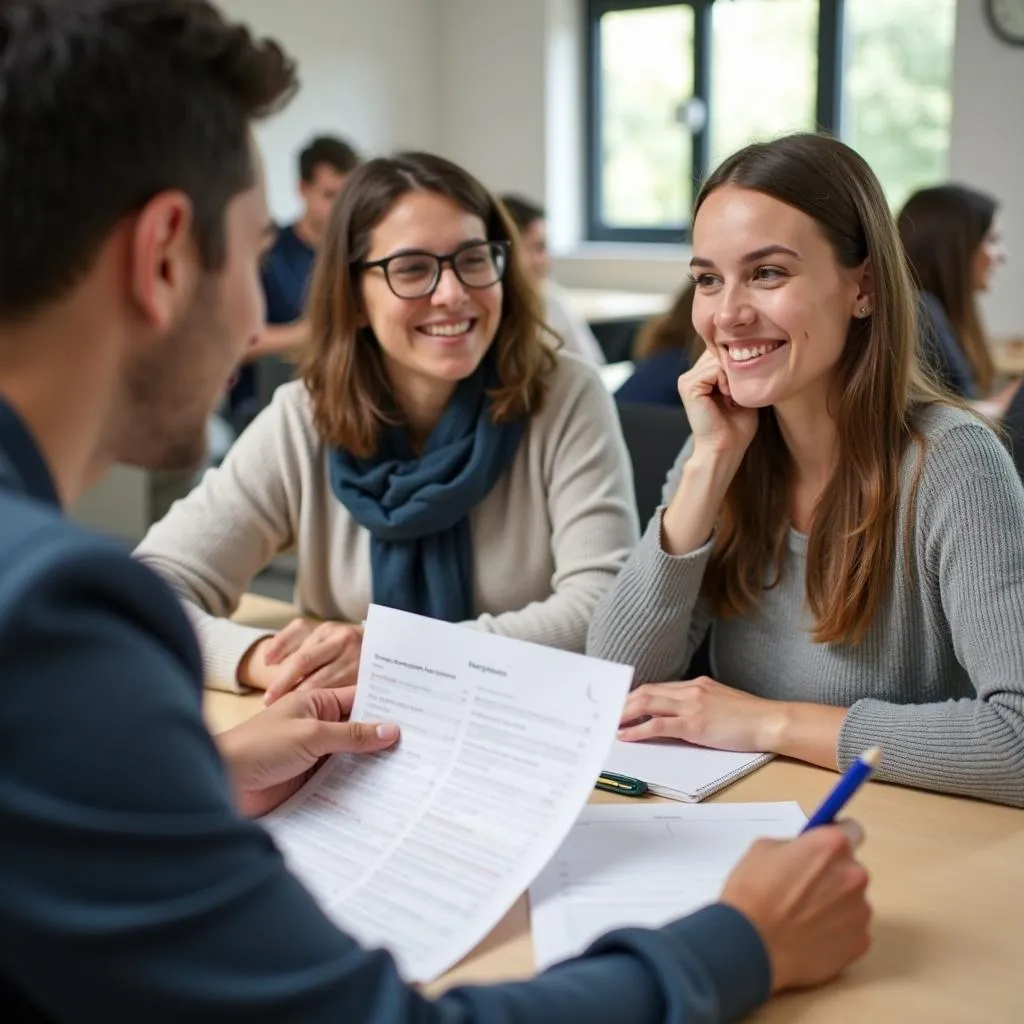 Học sinh nhận feedback form IELTS từ giáo viên