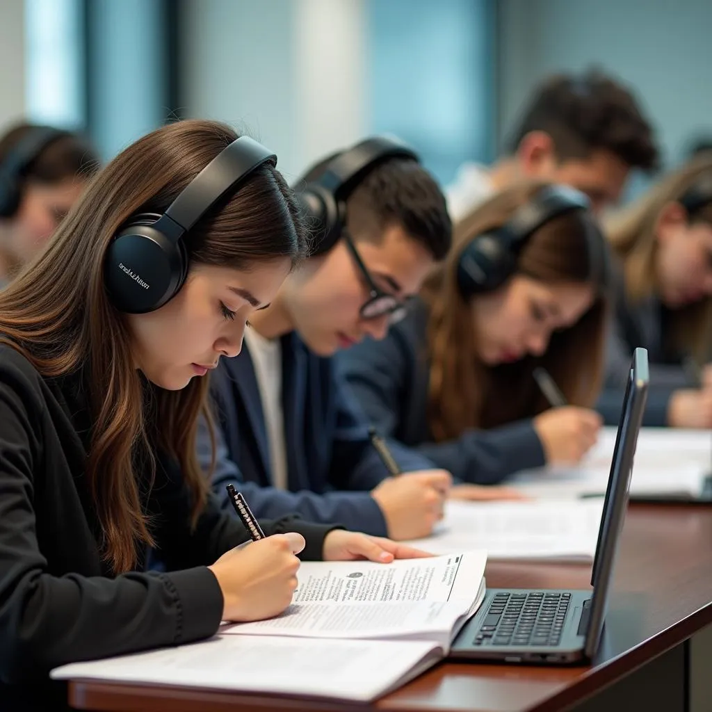 Hình ảnh học viên NGOẠI NGỮ CEO đang tham gia thi thử IELTS