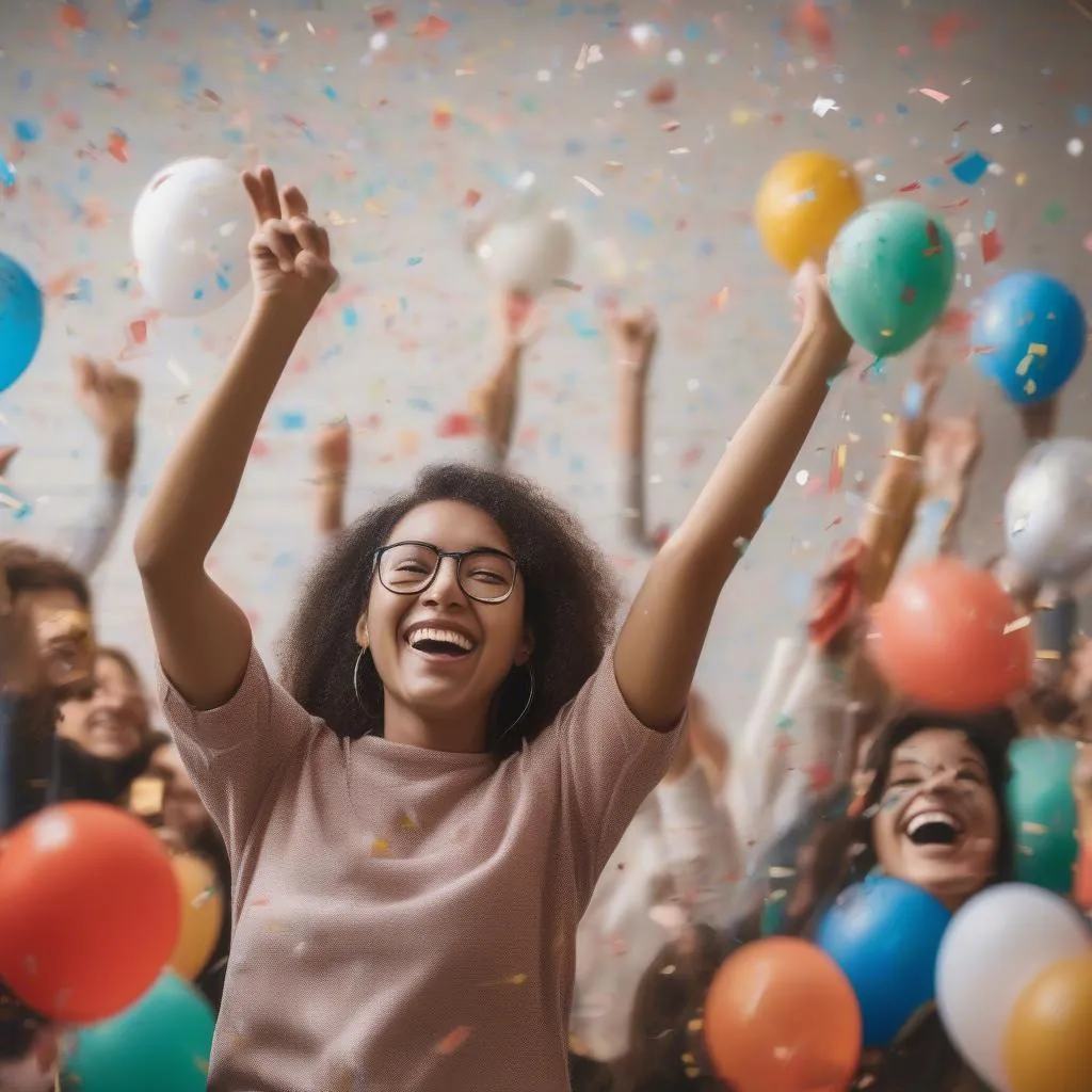 ielts student celebrating