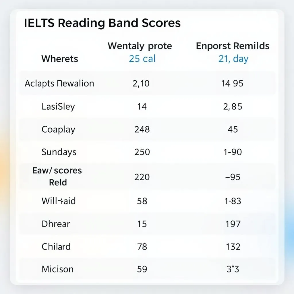 Bảng điểm IELTS Reading