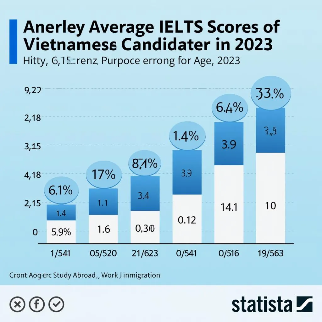 Biểu đồ điểm IELTS trung bình của thí sinh Việt Nam