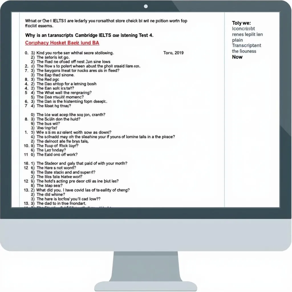 Cambridge IELTS 6 Listening Test 4 Transcript: IELTS Listening practice