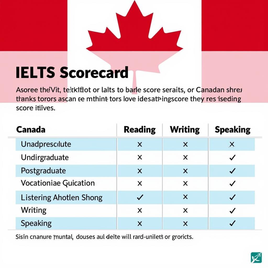 Bảng điểm IELTS du học Canada