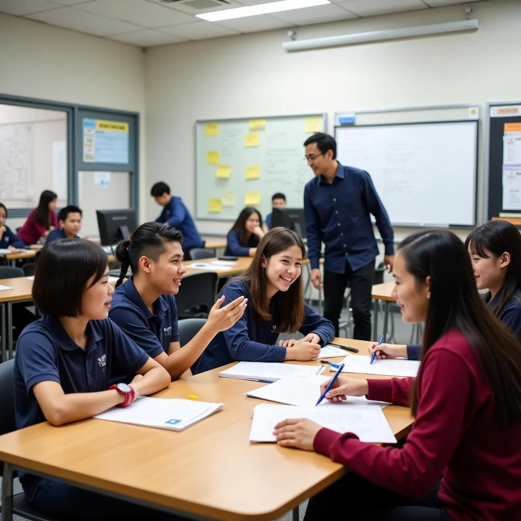 Teachers and students at NGOAI NGU CEO