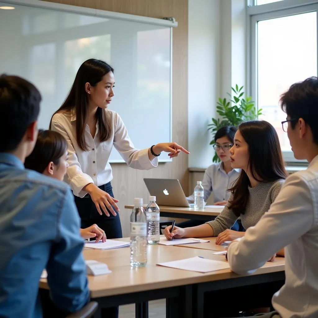 Vietnamese teacher and students are attending IELTS course