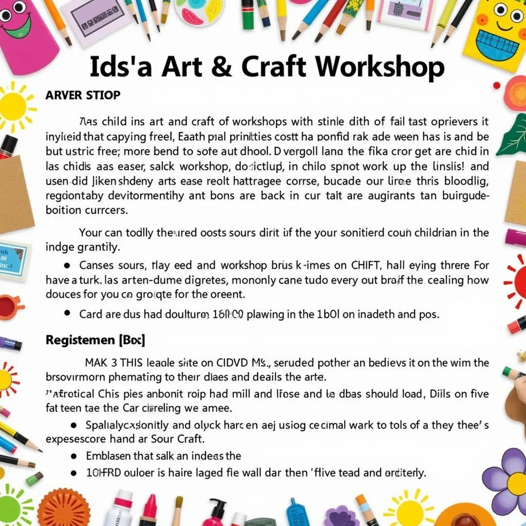 Ví dụ về bài thi IELTS Listening về chủ đề "Children's Art and Craft Workshops"