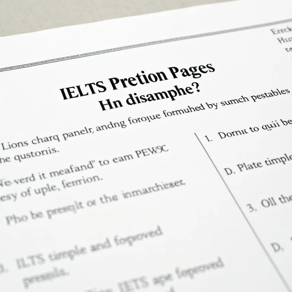 Ví dụ đề thi IELTS previous year question paper