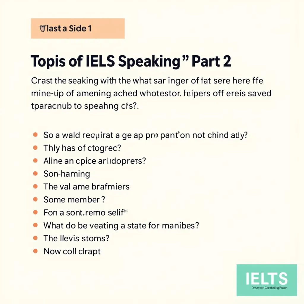 Danh sách các chủ đề cho IELTS Speaking Part 2