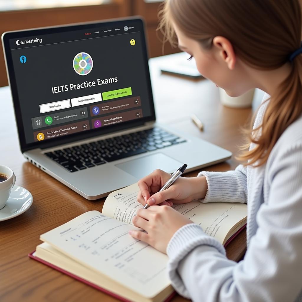 ielts-practice-exams-with-mp3-cd-on-desk|Bộ sách IELTS Practice Exams with MP3 CD trên bàn học
