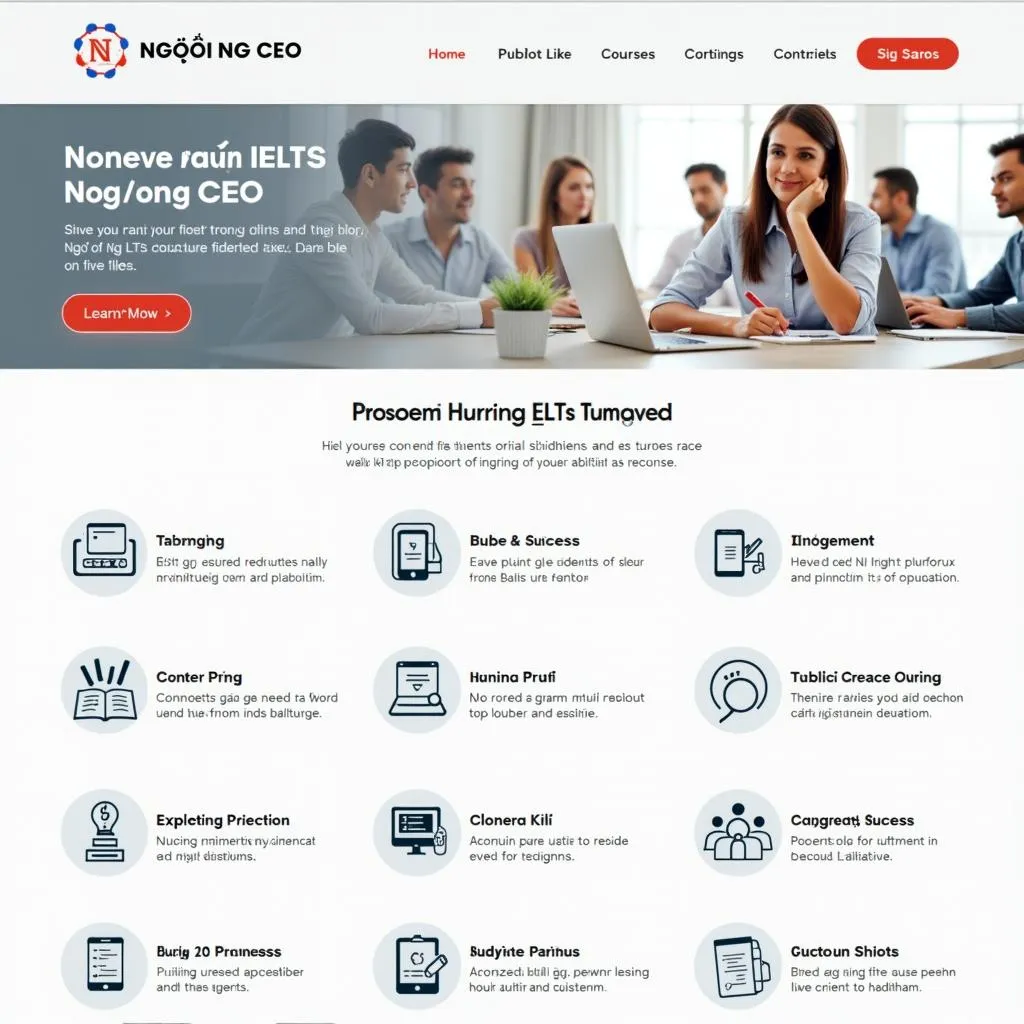 Hình ảnh website NGOẠI NGỮ CEO với các khóa học IELTS