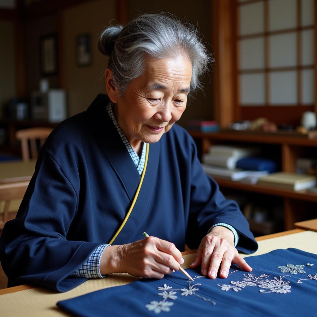 Nghệ nhân Sashiko Nhật Bản