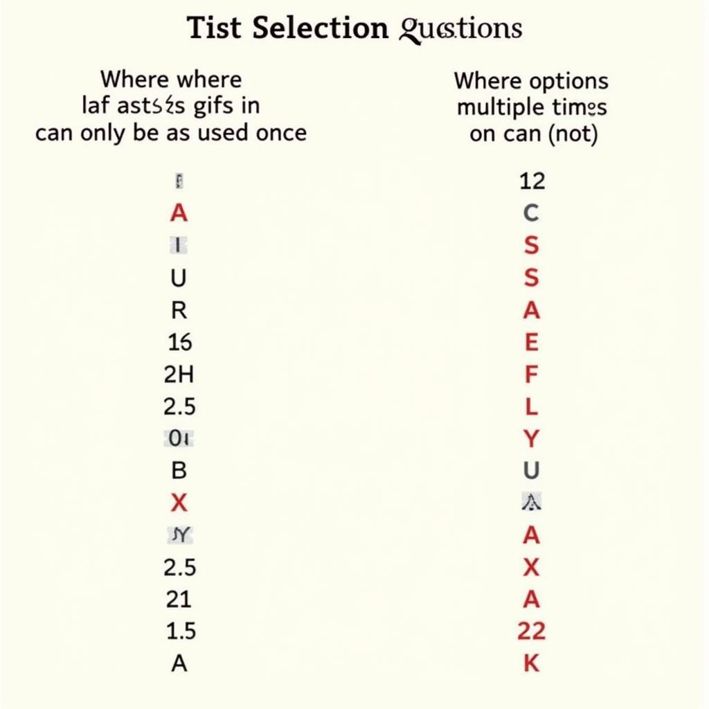 Phân loại List Selection trong IELTS Reading