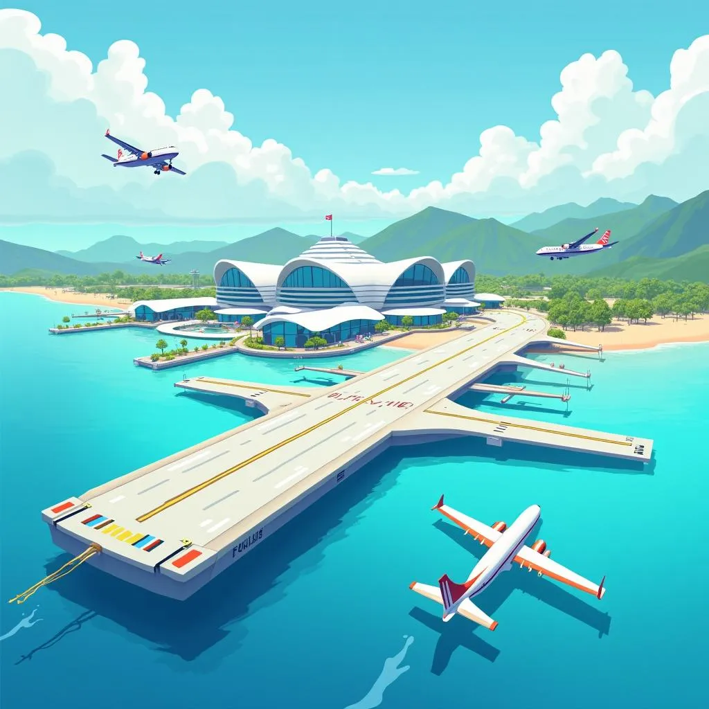 Modern airport on water