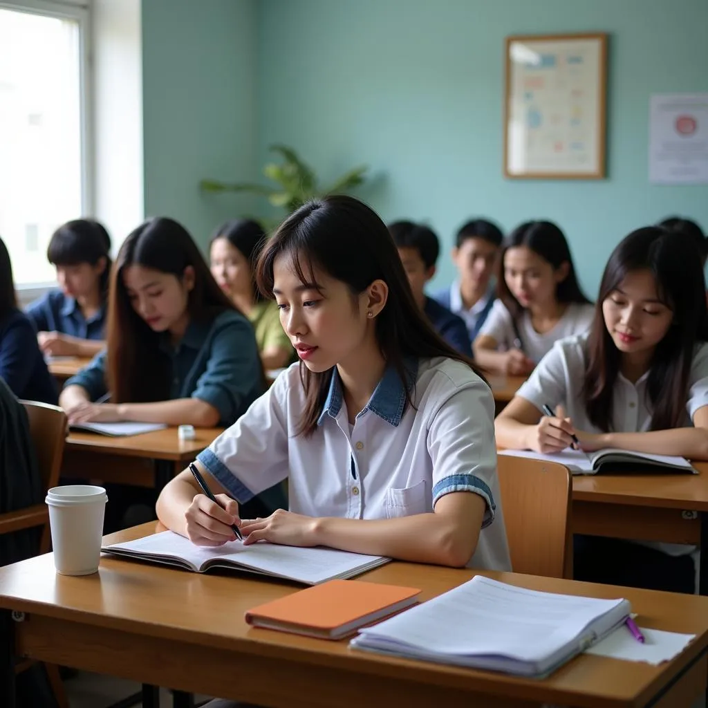 Hình ảnh thí sinh đang thi IELTS tại Việt Nam