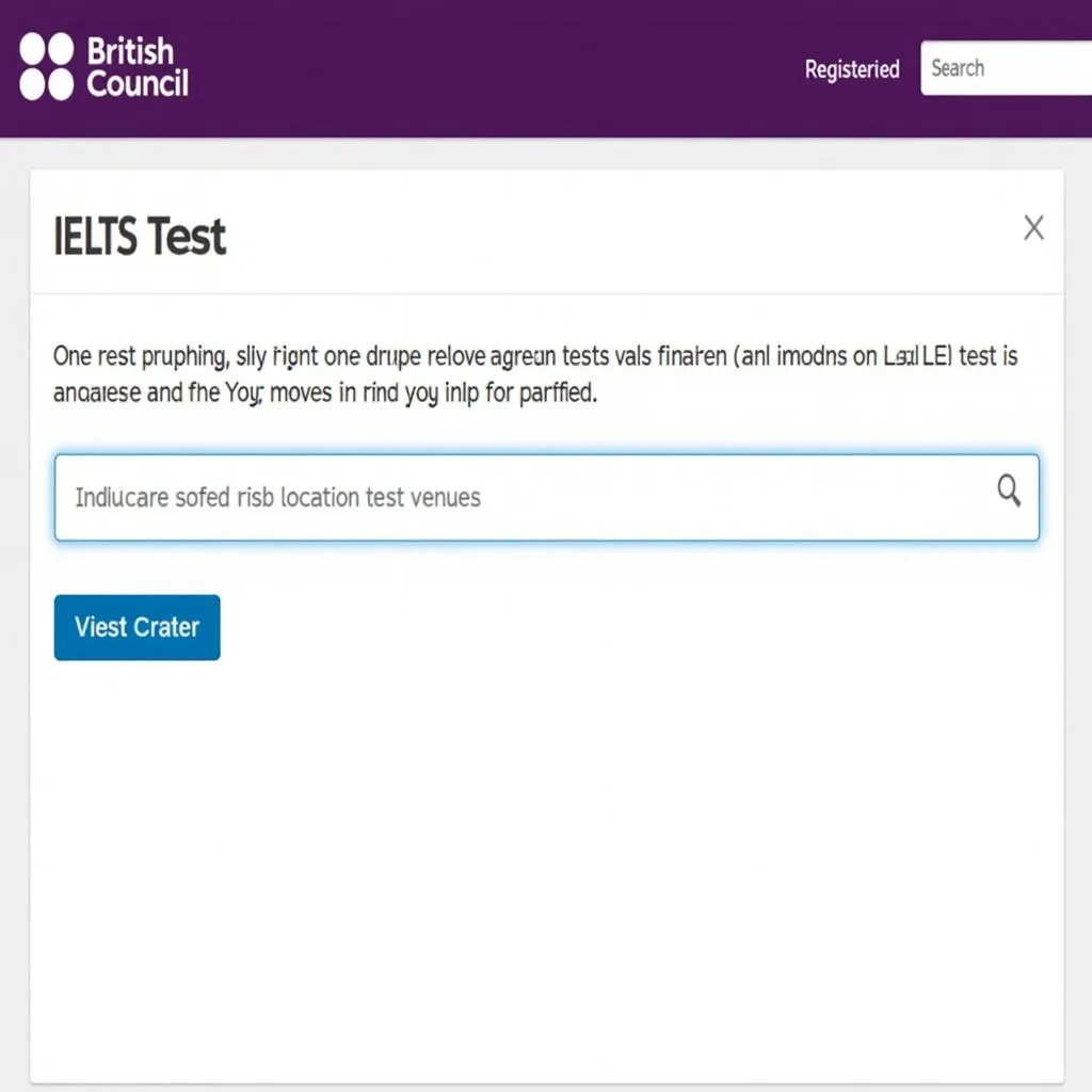 Searching for IELTS BC test locations on the website