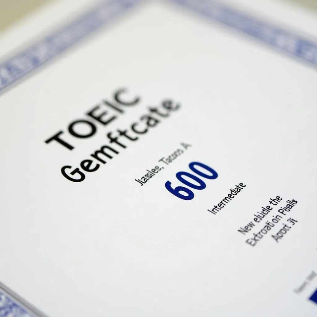 Hình ảnh chứng chỉ TOEIC 600 điểm