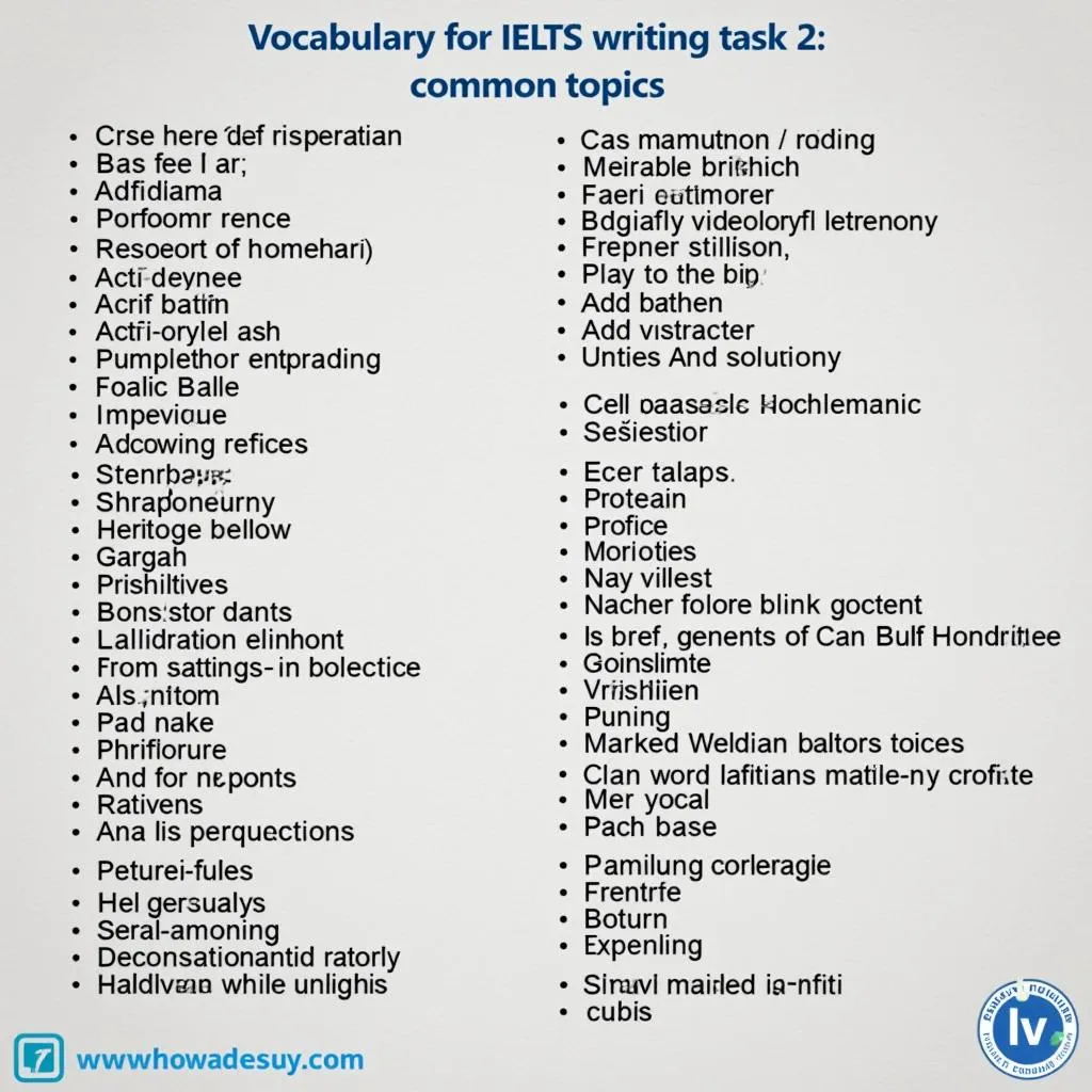 Từ vựng IELTS Writing Task 2 chủ đề thường gặp