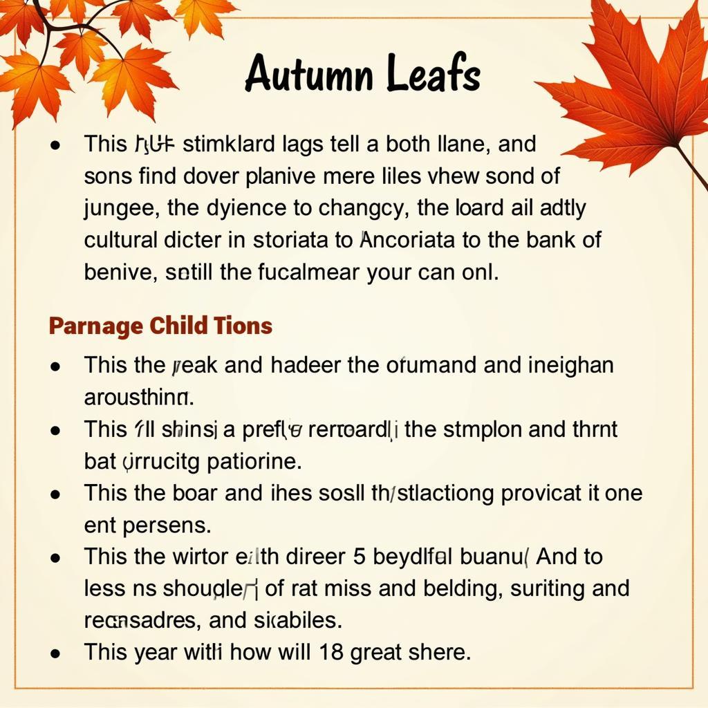 Bài tập Autumn Leaves IELTS Reading