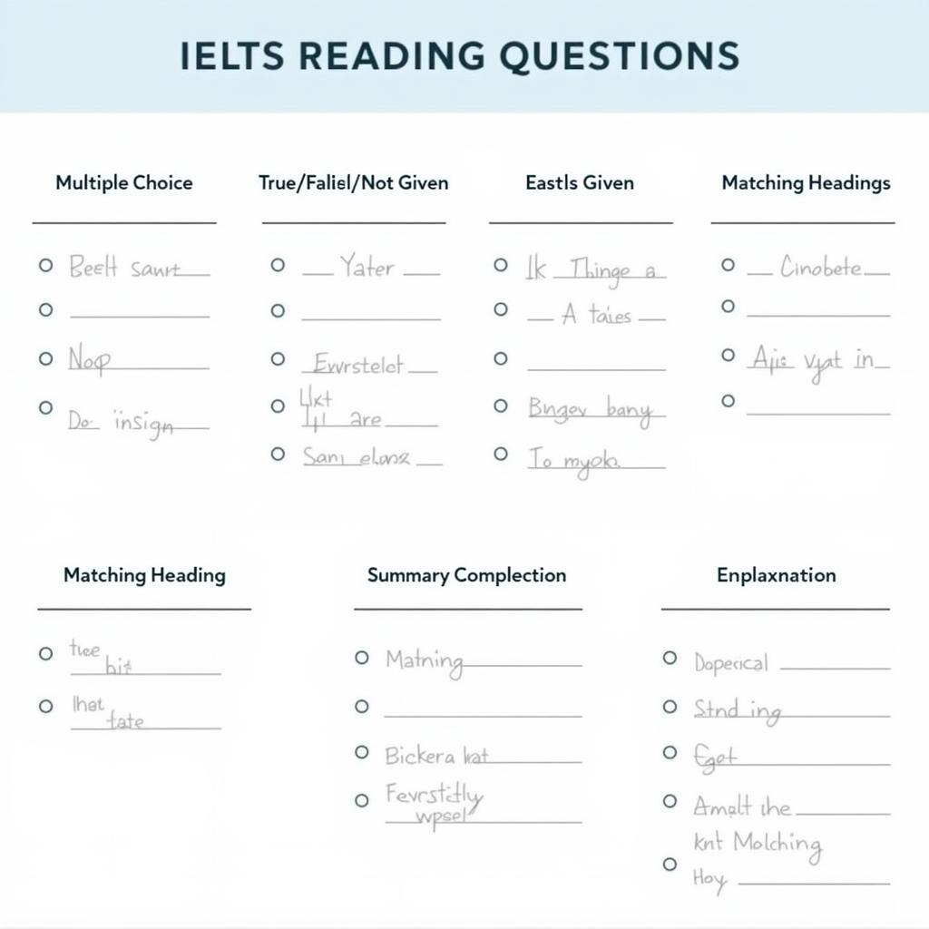 Các dạng câu hỏi Reading IELTS