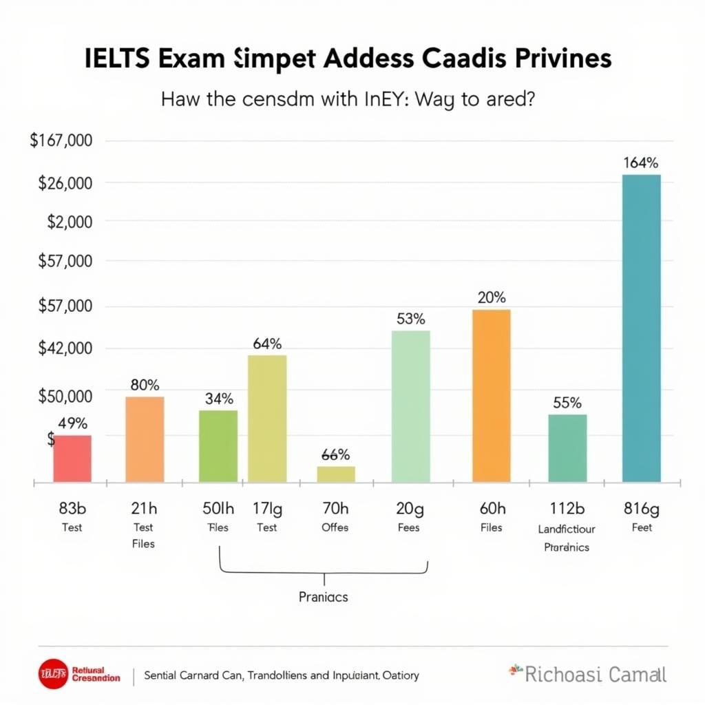 Chi phí thi IELTS tại Canada: Biểu đồ so sánh lệ phí giữa các tỉnh bang.