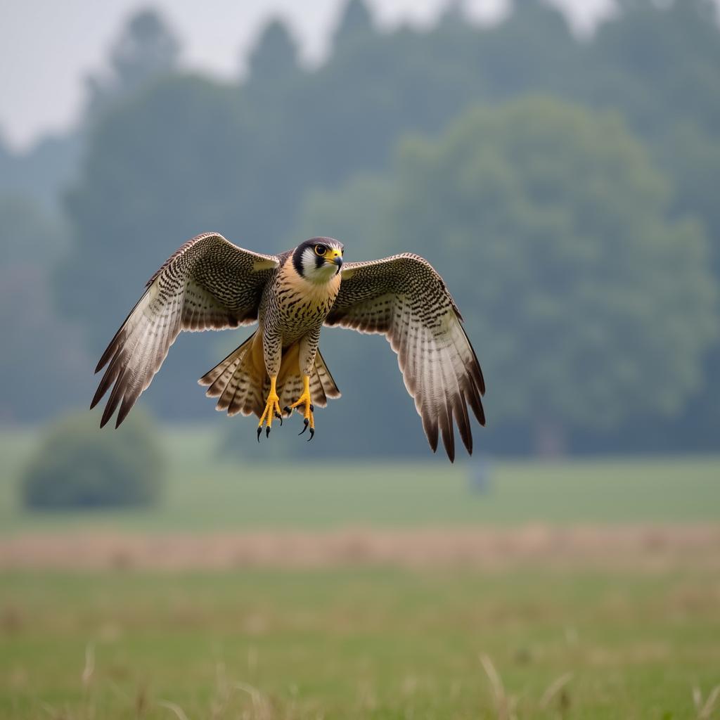 Chim ưng Peregrine Falcons đang săn mồi trên không