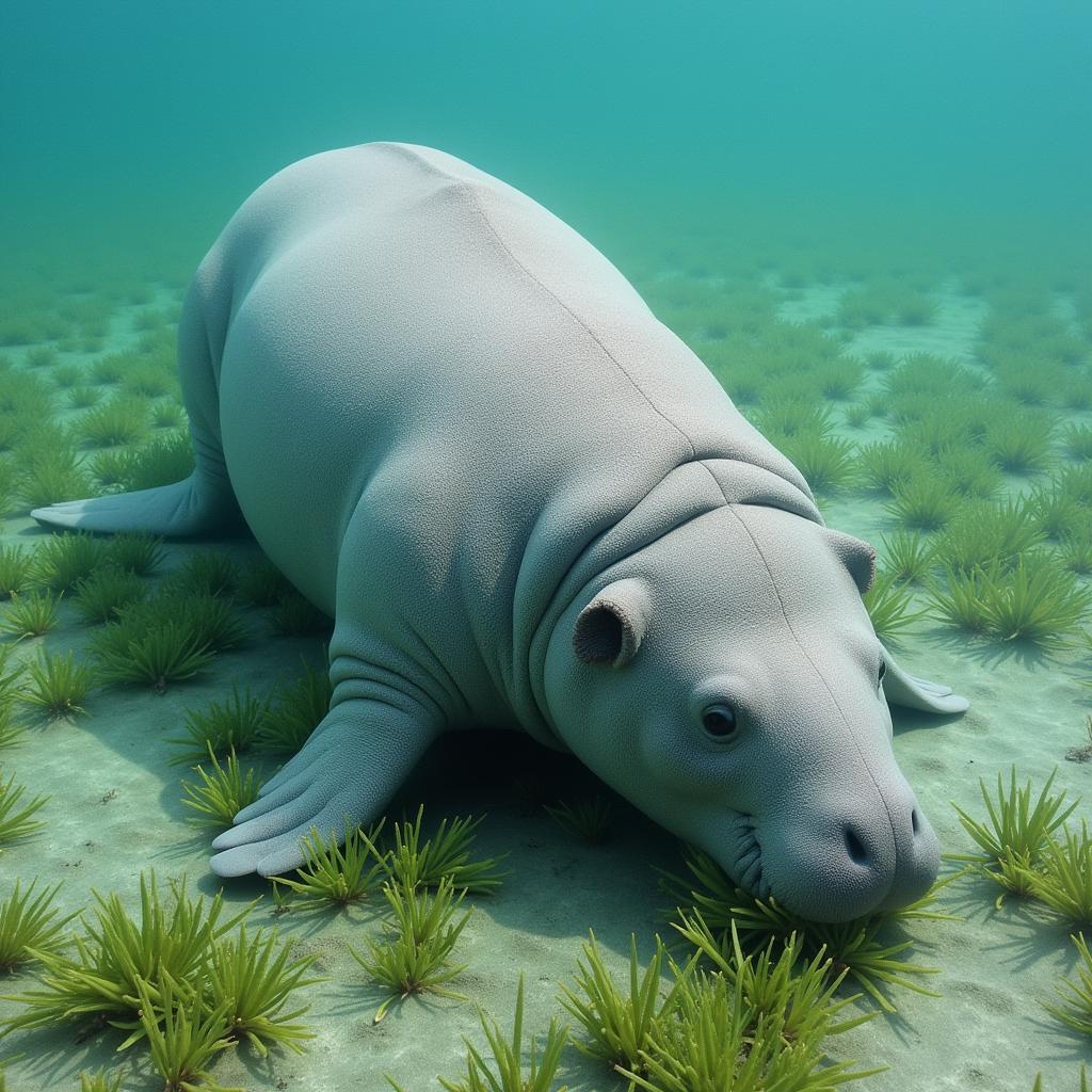 Dugong bò biển ăn cỏ biển