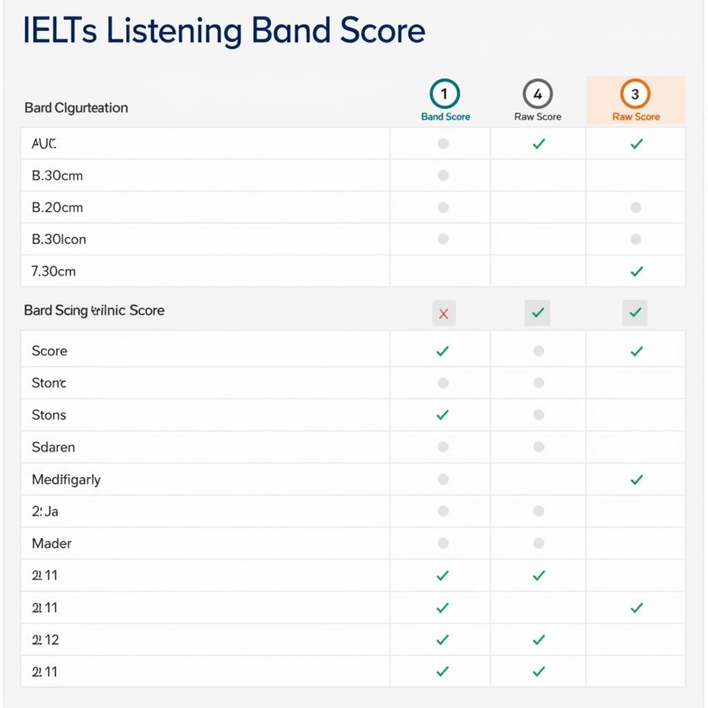 Bảng quy đổi điểm IELTS Listening Rubric