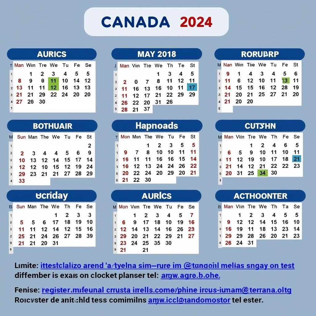 Lịch thi IELTS tại Canada năm 2024, hiển thị các ngày thi, địa điểm thi và thời hạn đăng ký.