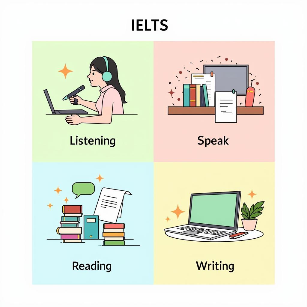 Luyện thi IELTS 4 kỹ năng: Nghe, Nói, Đọc, Viết