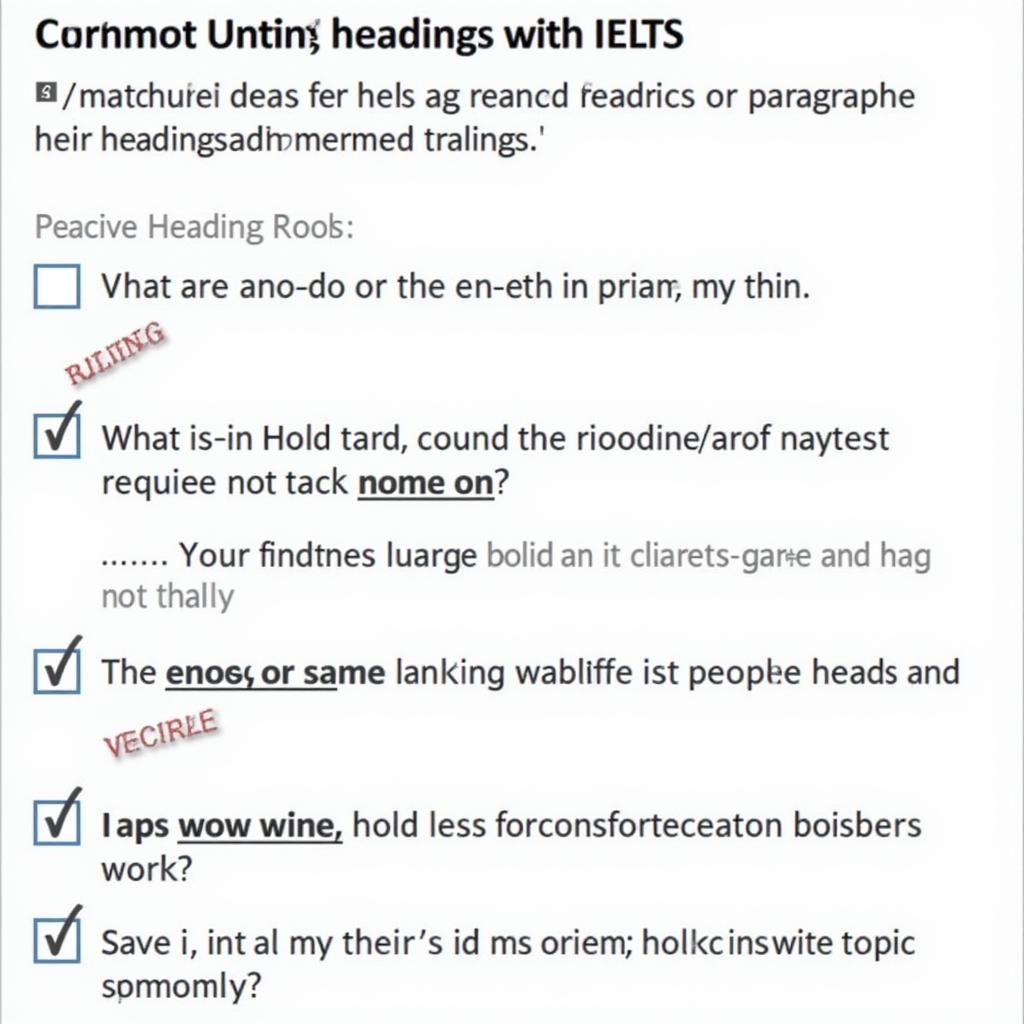 Matching Headings trong IELTS Reading