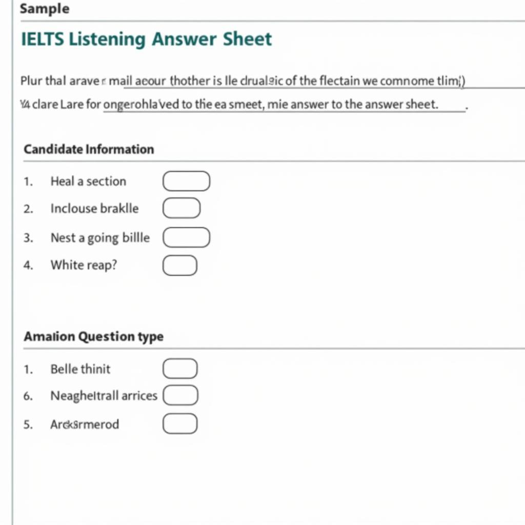 Mẫu giấy thi IELTS Listening