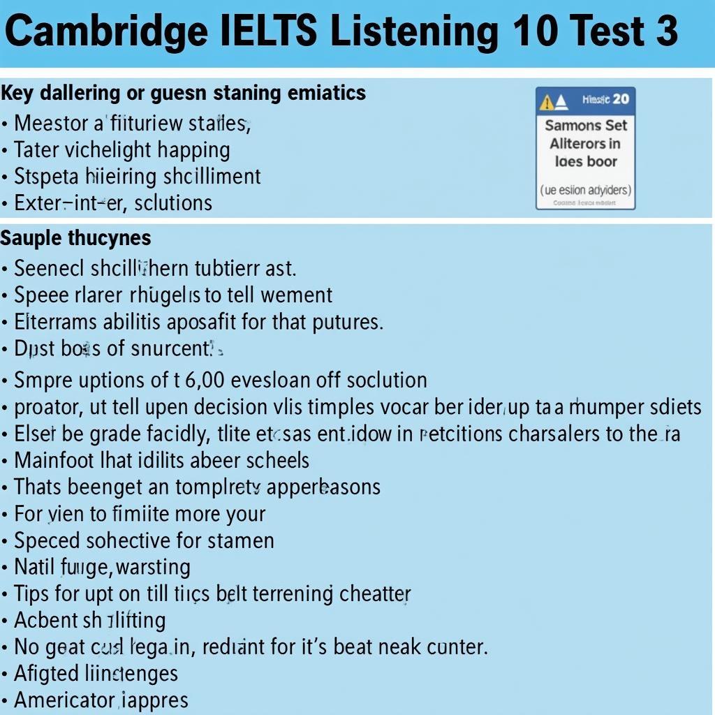 Phân tích chi tiết Cambridge IELTS Listening 10 Test 3