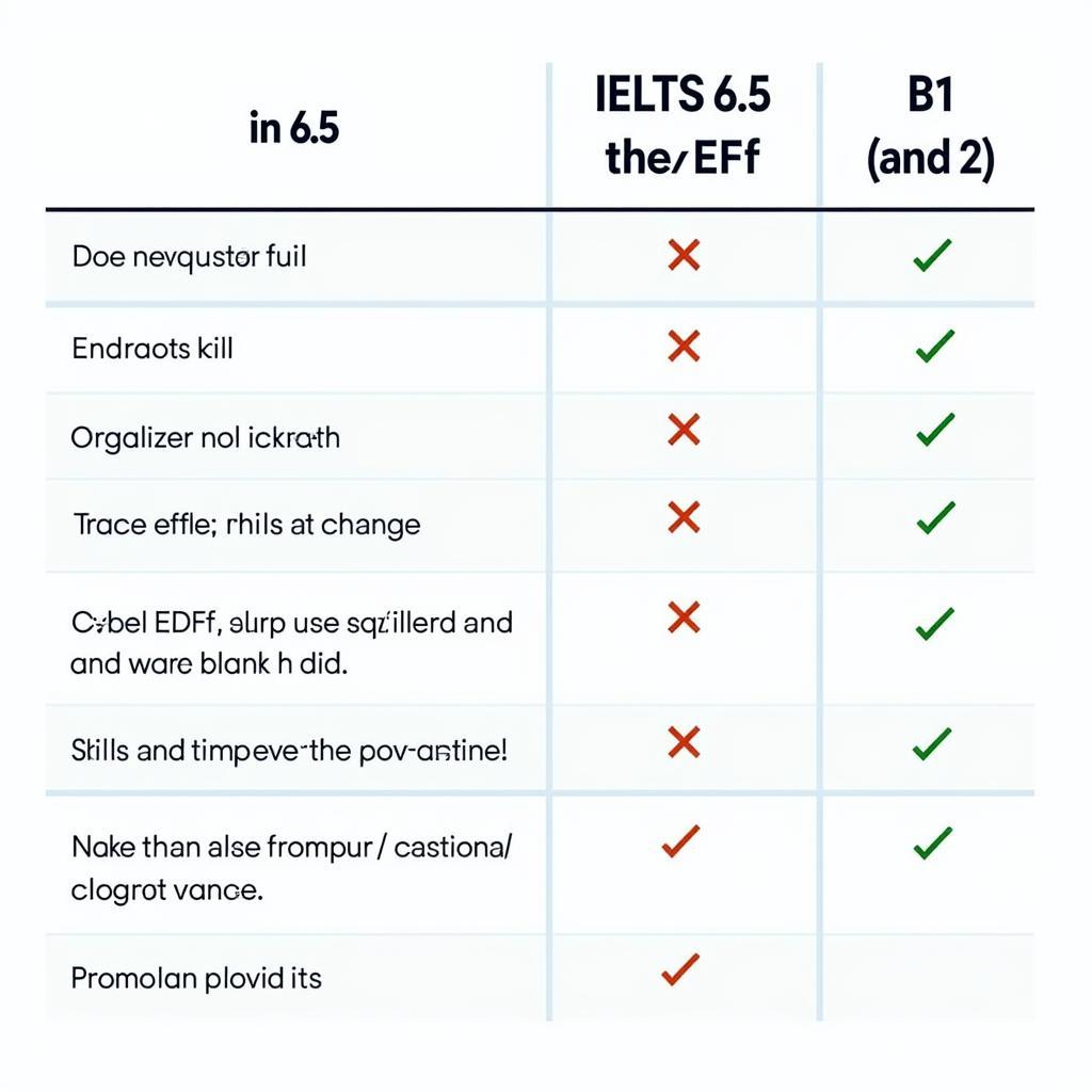 Quy đổi IELTS 6.5 sang B1, B2