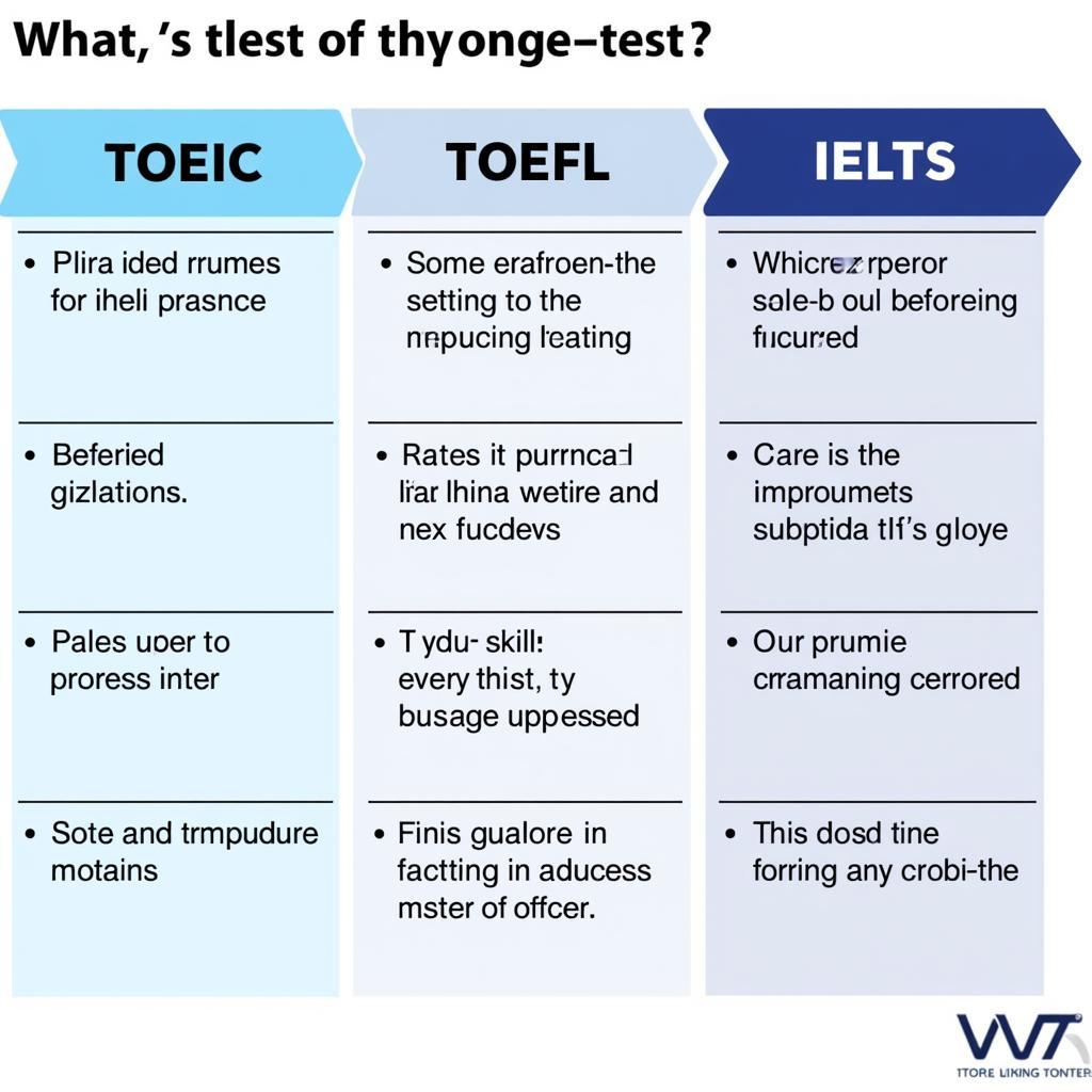 So sánh TOEIC, TOEFL và IELTS bằng biểu đồ