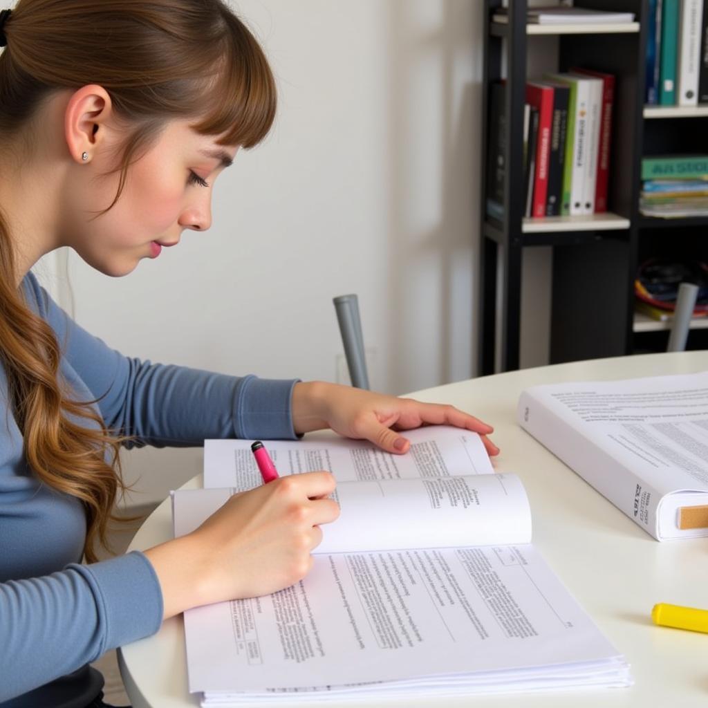 Student working on IELTS Workbook