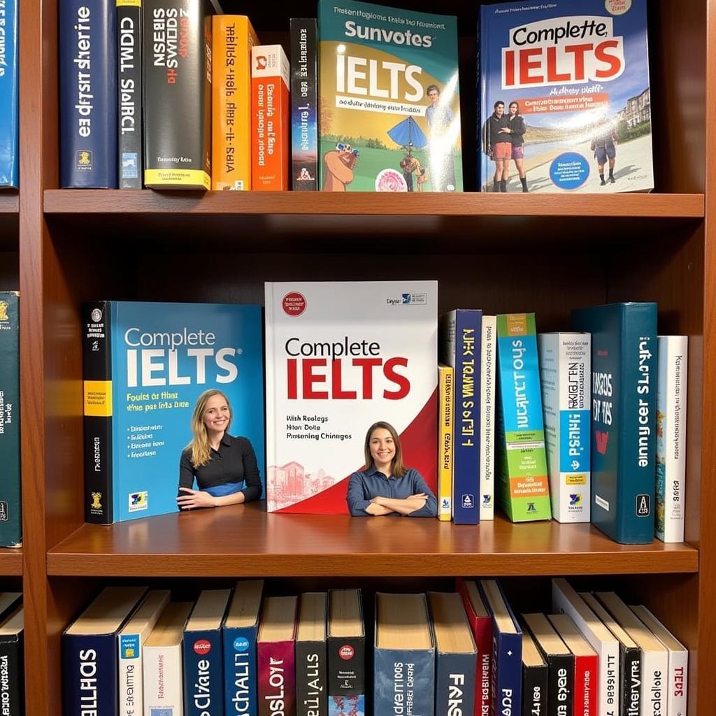 Complete IELTS Books on a bookshelf